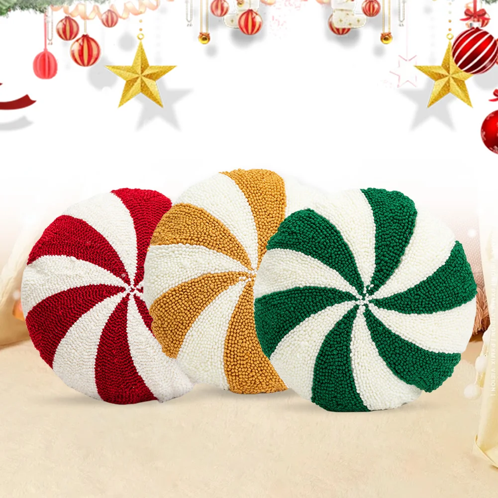 Christmas Decorative Festive Pillow Soft Spiral Candy Shaped Pillow Candy Cane Pillow for Couch Sofa Bed