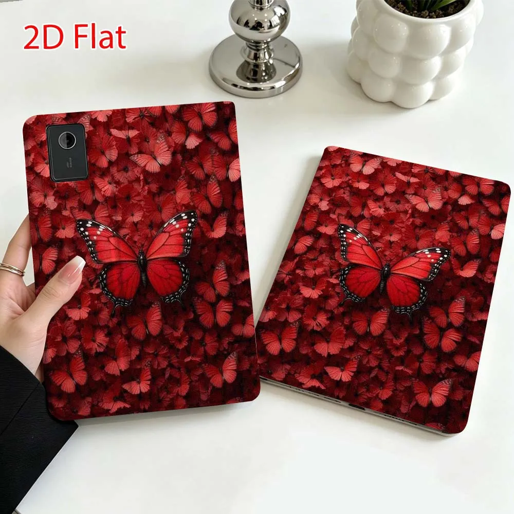 Red butterfly pattern For Lenovo Xiaoxin Pad Pro Tab P12 P11 11 13 11.2 inch K11 Plus Pen Tray Tablet Case Soft