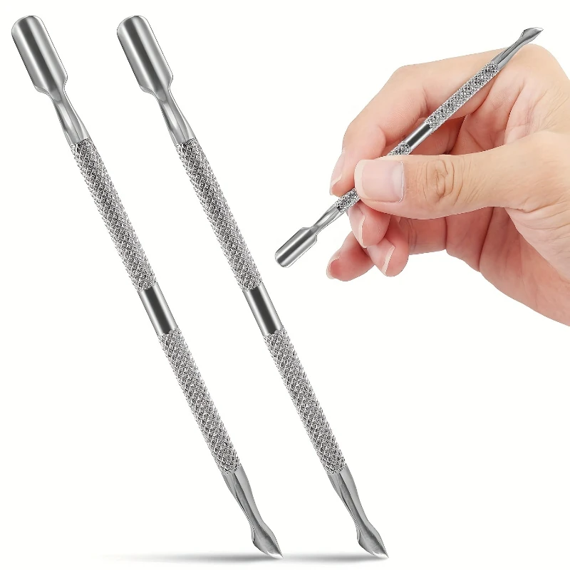 1/3 Professional & Use Cuticle Pusher Remover & Cutter Double Head Stainless Steel Cuticle Cleaner Nail Polish Remover