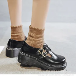 Vintage Block Women's Shoes Thick Sole Sen Women's Japanese Mary Jane Single Shoes Cute Big Head JK Small Leather Shoes