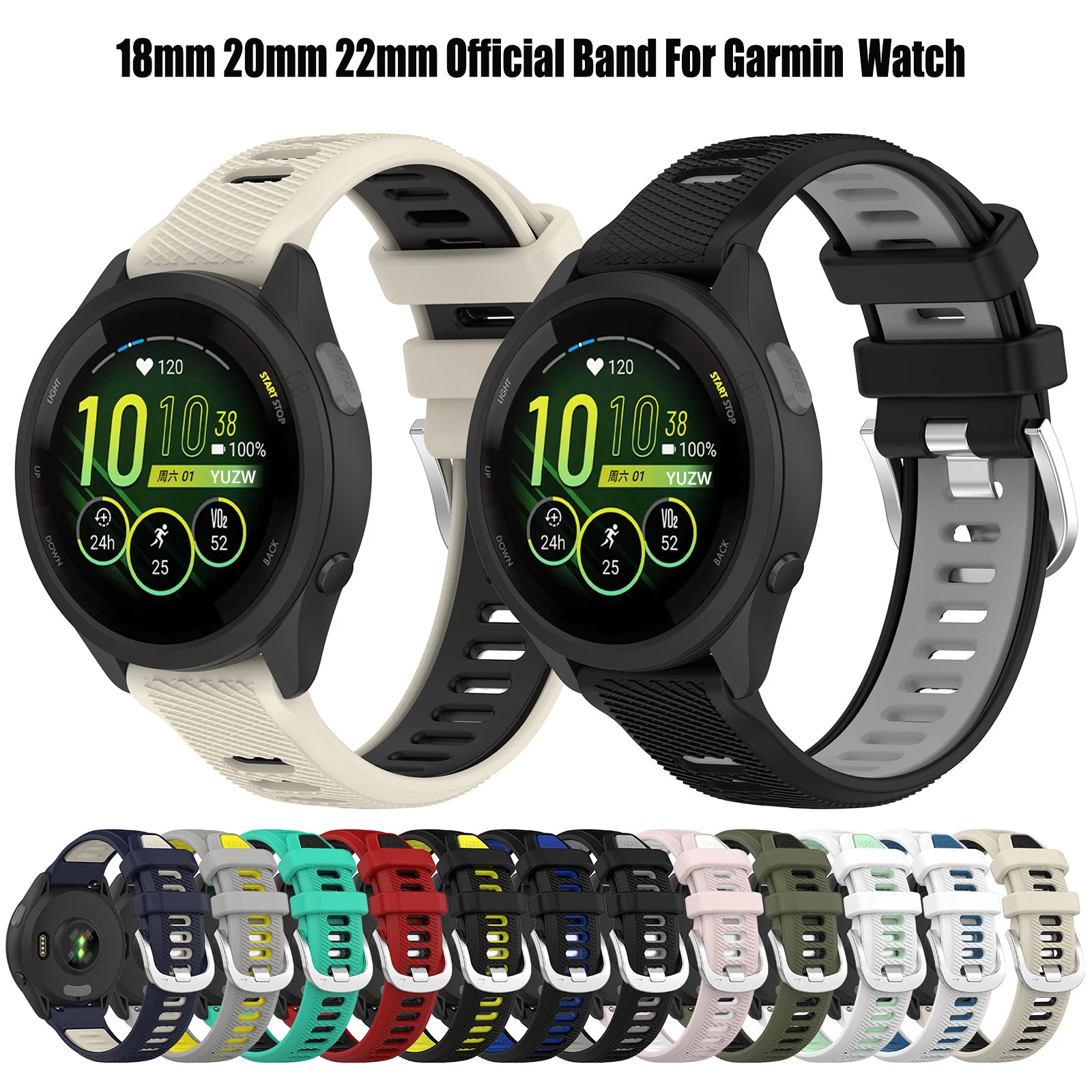 20mm 22mm 18mm Silicone Strap For Garmin Forerunner 265 265S 255 Music/Vivoactive 4 4S/Venu 2 Vivoactive RUN Band Belt Bracelet