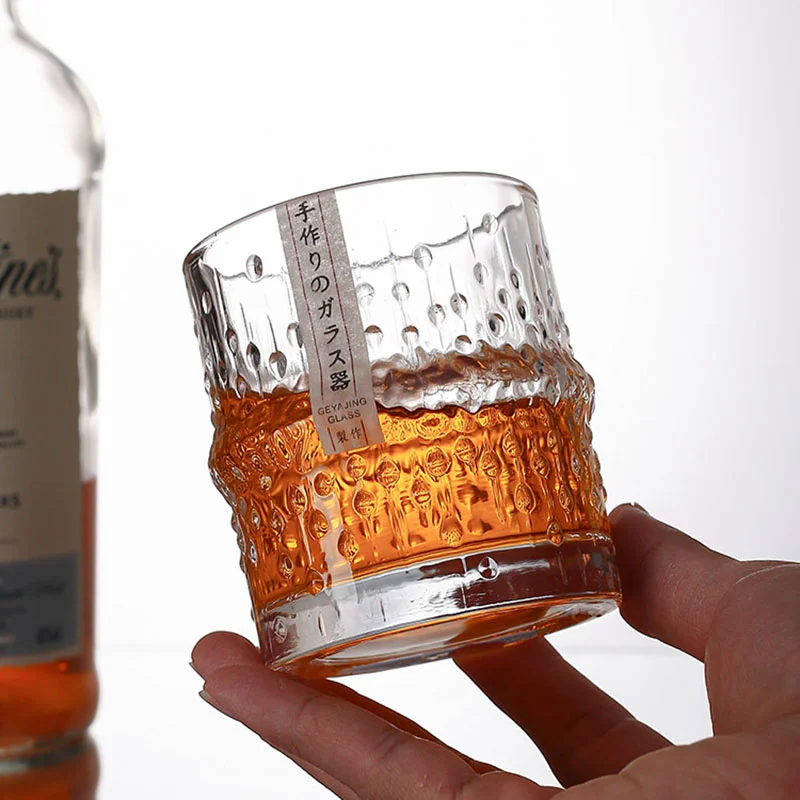 

Japanese Style Bamboo Joint Old Fashioned Whisky Glasses Raindrop Wooden Box Whiskey Rock Glass Water Drink Cup Beer Mug Tumbler