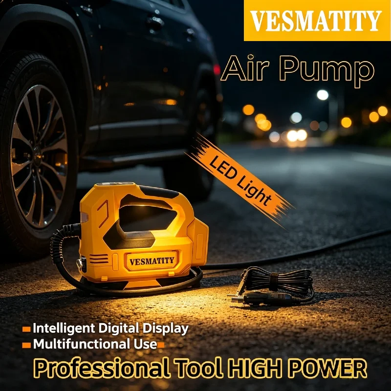 VESMATITY Portable Cordless Tire Inflator Electric Air Pump Compressor High Speed Heavy Duty for 18V Battery Max Xtreme Pro