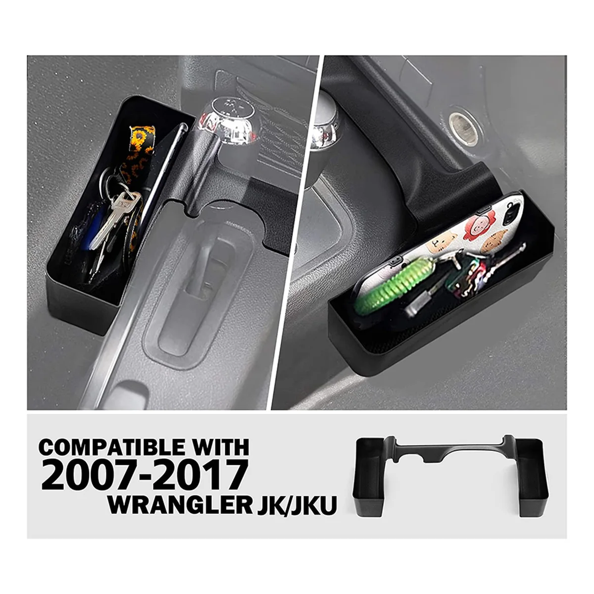 

A82E-Gear Tray For 2011-2017 Jeep Wrangler JK Gear Shift Storage Box With Double Sides Adhesive Tape, Interior Accessories