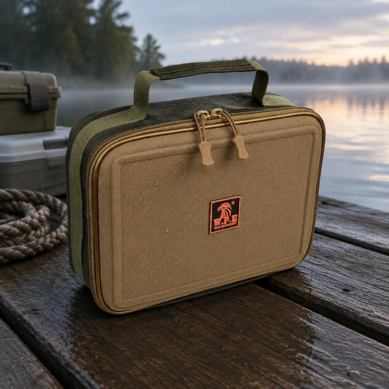 

Small Fishing Tackle Box Splash Resistant Portable Box Fishing Storage Case Double Zipper Hard Top Tackle Case Compact