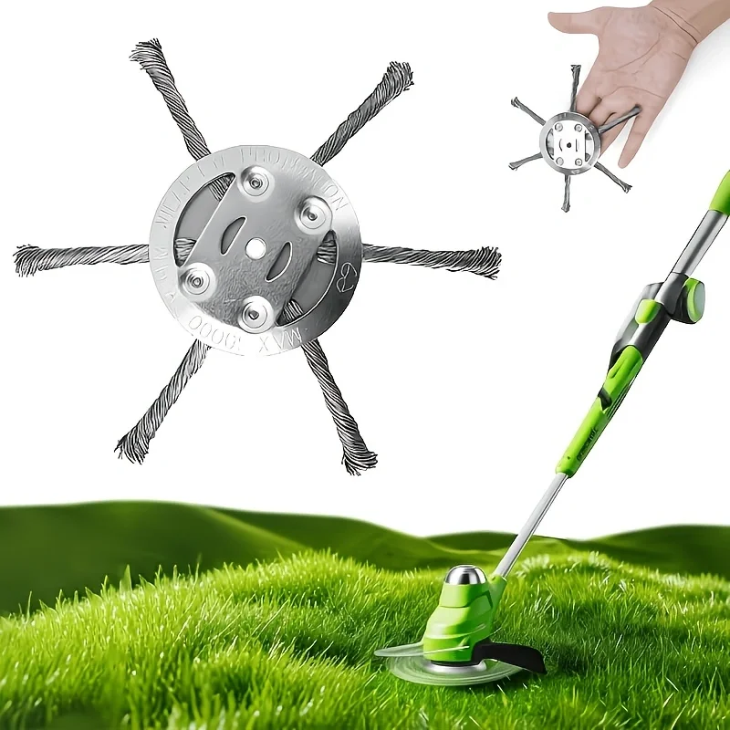 VARIEA-3pcs 6-Inch Wire Trimmer Head, Wear-Resistant Weed Wire Brush, Hole Diameter 5Mm, Mowing/Grout Weeding/Moss Removal