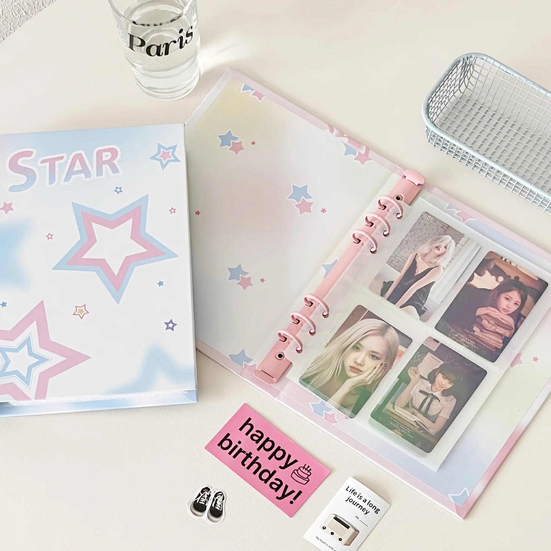 Y2K Gradient Cute Cartoon A5 Loose Leaf Album, Star Chasing Hard Shell Three Inch Card Book, Thin Storage Book