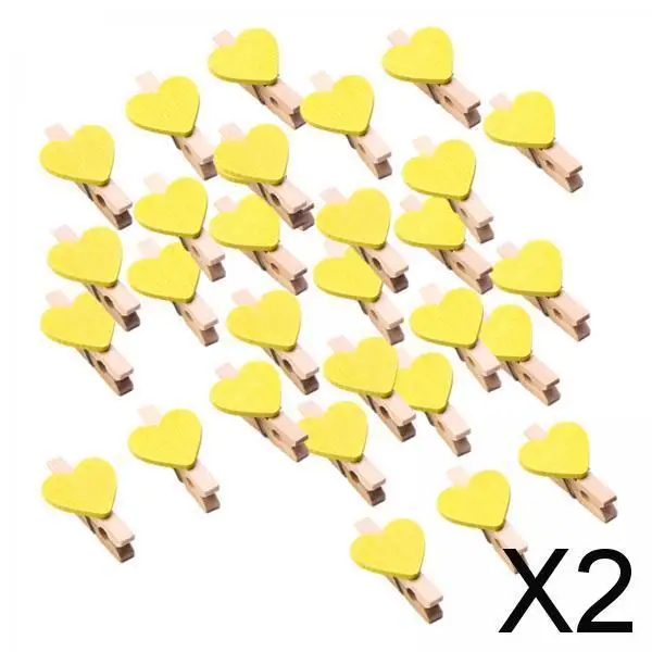 

2X 30pcs Mini Wooden Clothes Photo Paper Peg Clothespin Craft Clips 30MM Yellow