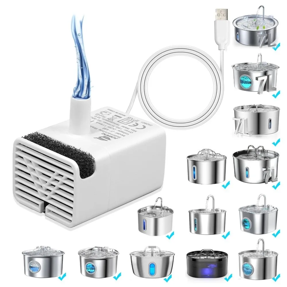 

Ultra Quiet Pet Water Pump IPX8 Waterproof Anti-Dry Burning Replacement Pump Long Lifespan DC 5V Cat Fountain Pump