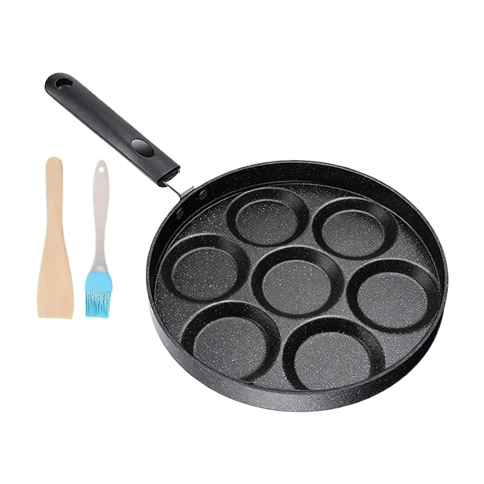 7 Holes Frying Pan For Breakfast Non-stick Pancake Egg Frying Pan Black Household Egg Frying Pan Kitchen Supplies Cookware