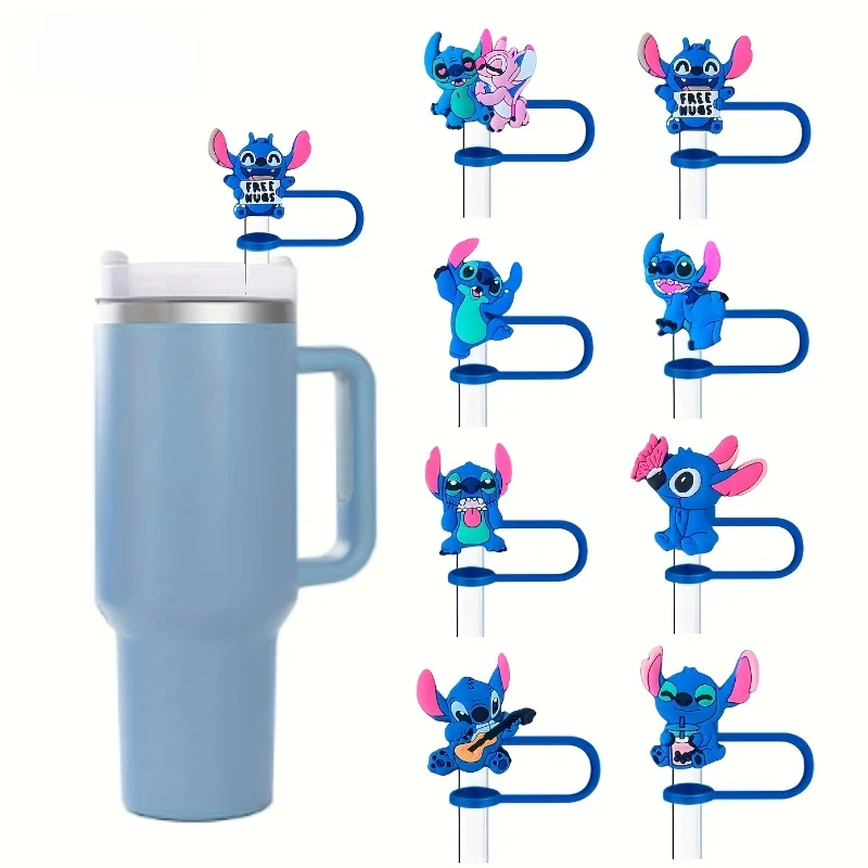 

8pcs Stitch Tumbler Straw Toppers - Reusable, Colorful Character Designs for 10mm/0.4 Inches Diameter Straws Playful Design Xmas