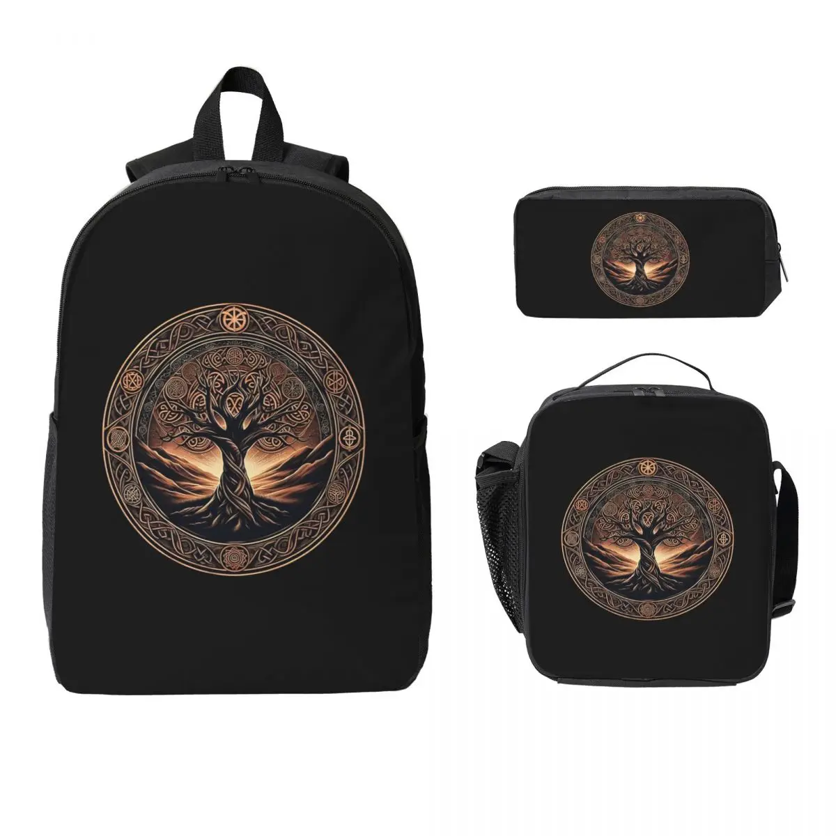 

Celtic "Tree Of Life" Backpack Student Boys Girls BookBag School Bag Computer Shoulder Bags 3ps Insulated Lunch Bag Pencil Case