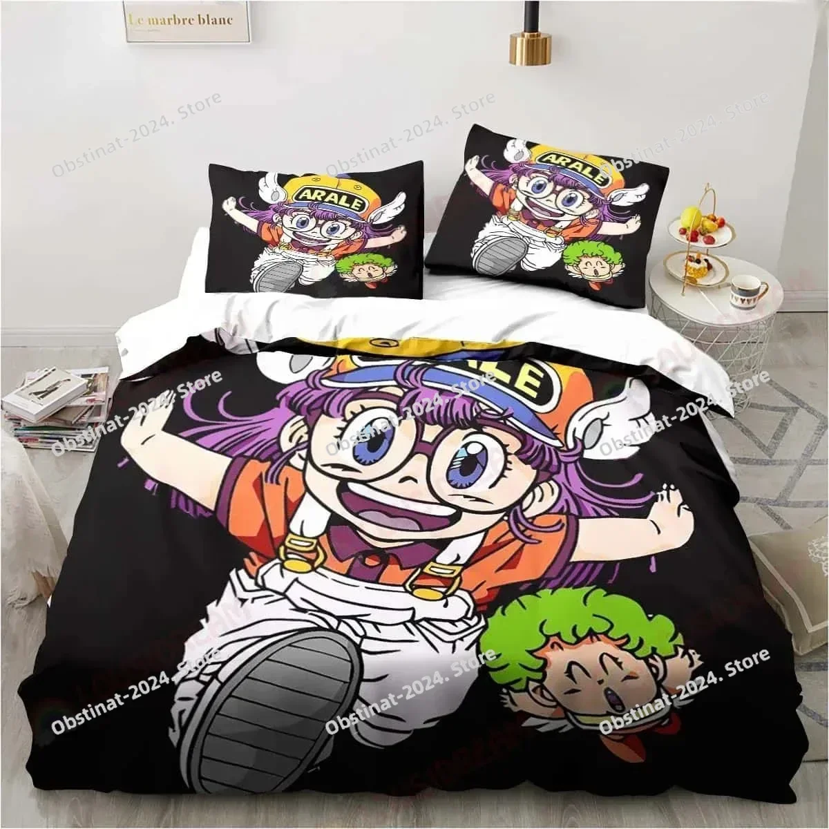 3D Cartoon DR S-Slump Arale Printed Bed Set Duvet Cover Pillowcase Bedding Set Bed Linen Sheet Quilt Cover Full Queen King Size