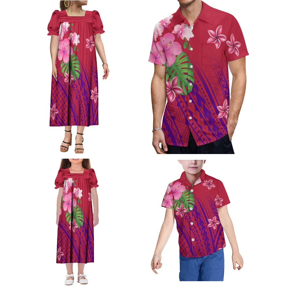 2025 New Style Features Men Boys Long Sleeve Shirt Hawaiian Beach Party Casual Loose Top Polynesian Samoa Island Style