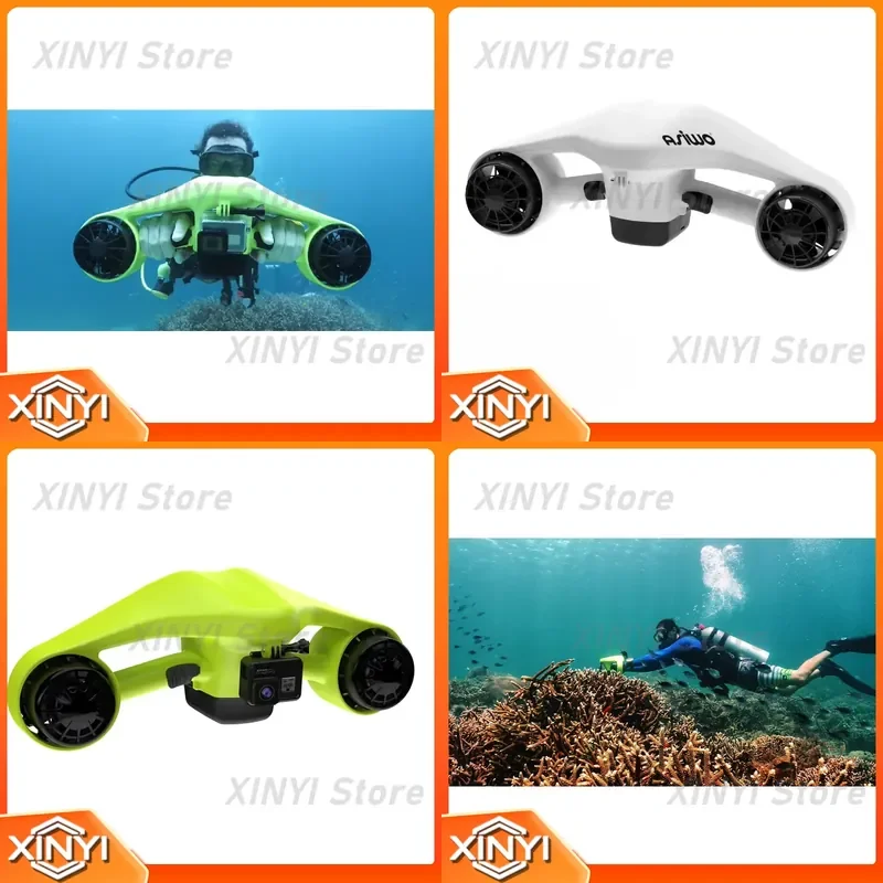 2x 600W Three-Speed Sea Scooter for Underwater Diving with 35-Min Runtime IP68 Waterproof for GoPro DJI Insta360 Portable