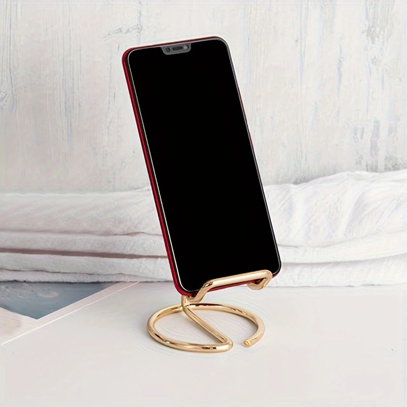 1PC Metal Lazy Wire Mobile Phone Portable Holder Gold For Ipad Mobile Phone Universal Storage Rack Accessories Desk Decoration image 4