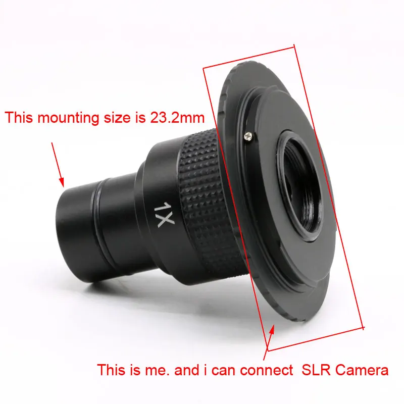 Microscope SLR Camera Adapter for 23.2mm Eyepiece Mount 1X Lens and Canon Nikon Sony Matsushita SLR Camera