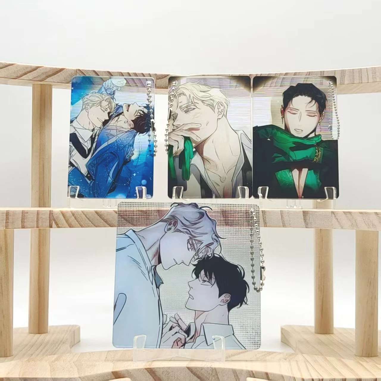 BL Manhwa Roses and Champagne 9cm 2-in-1 Acrylic Standee & Keychain Convertible Yaoi Desk Decor and Bag Charm Gift