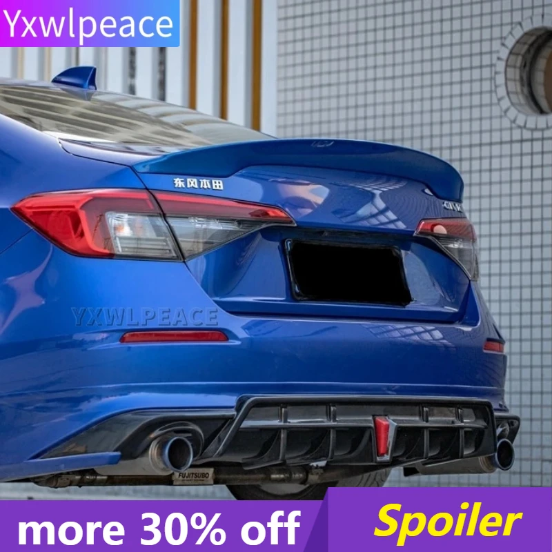 For Honda 11th Civic Spoiler 2022 High Quality ABS Material Primer Color Rear Trunk Lip Spoiler Wing Car Accessories