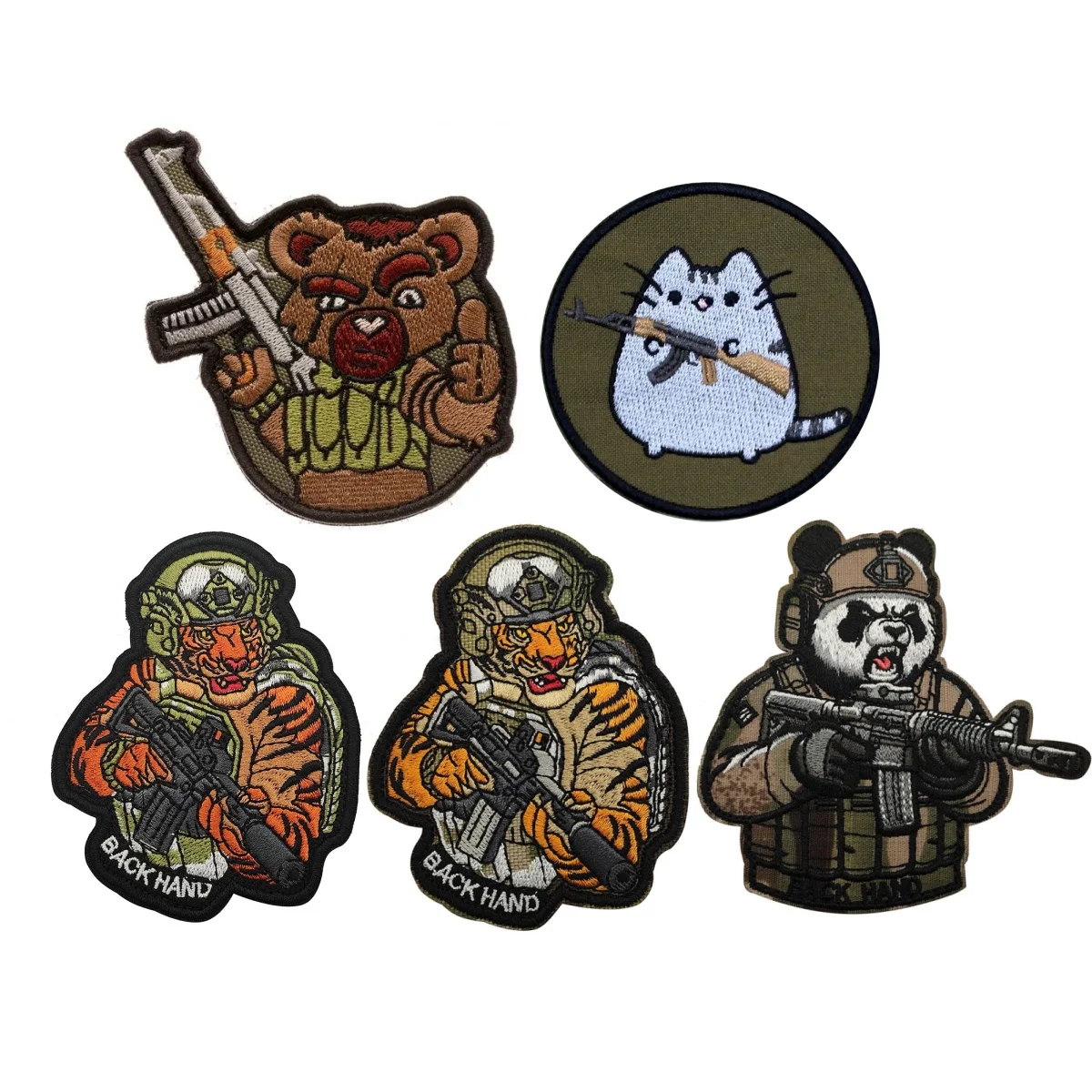 

Animals with Guns Embroidery Patch for Clothes Tactical Tiger Panda Badge Military Accessory Hook&Loop Patches Backpack Stickers