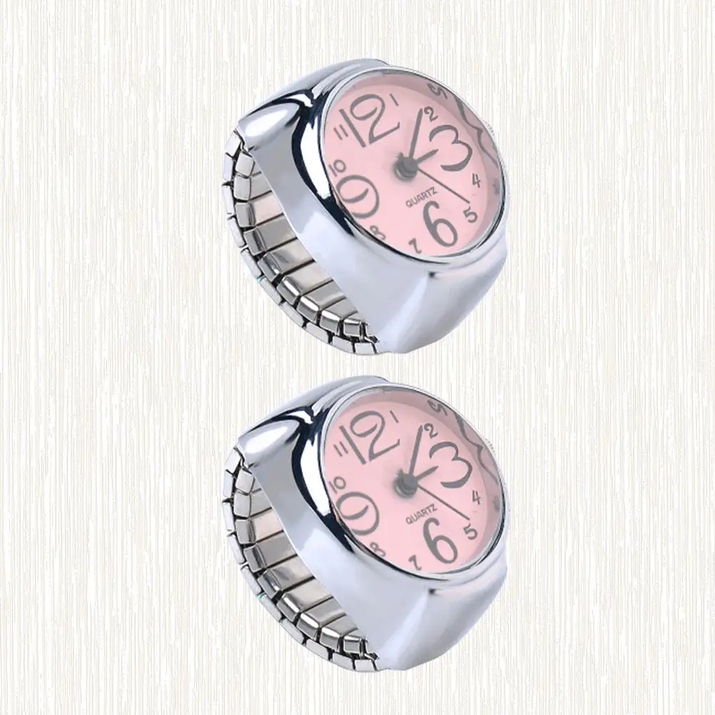 

2 шт. кольцевые часы для женщин и мужчин, стильные мини-кварцевые часы на палец, модный подарок, аксессуар, с четким большим цифровым дисплеем, для свадьбы