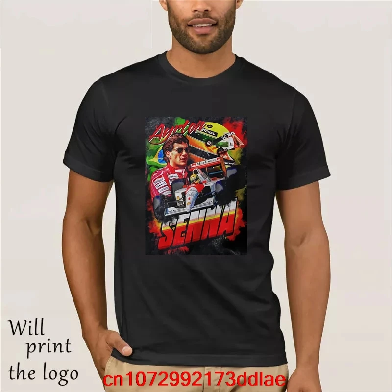 プリントtシャツ-クルーネック-半袖-カジュアルtシャツ-アイルトン・セナ-レーシングtシャツ