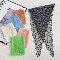 Women Lace Triangle Scarf Sweet Girls Sunscreen Scarf Spring Summer French Beach Style Hair Tie Vintage Female Lady Muslim Hijab