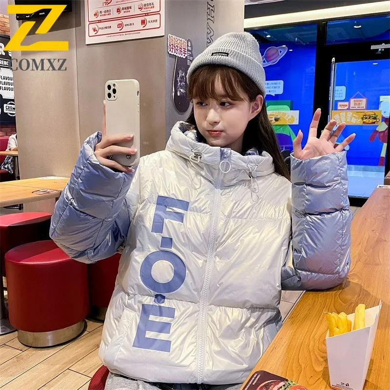 COMXZ Men Thickened Winter Cotton Windbreaker Loose Puffer Coat Vintage Hong Kong Style Streetwear Windproof Warm Hood Parka