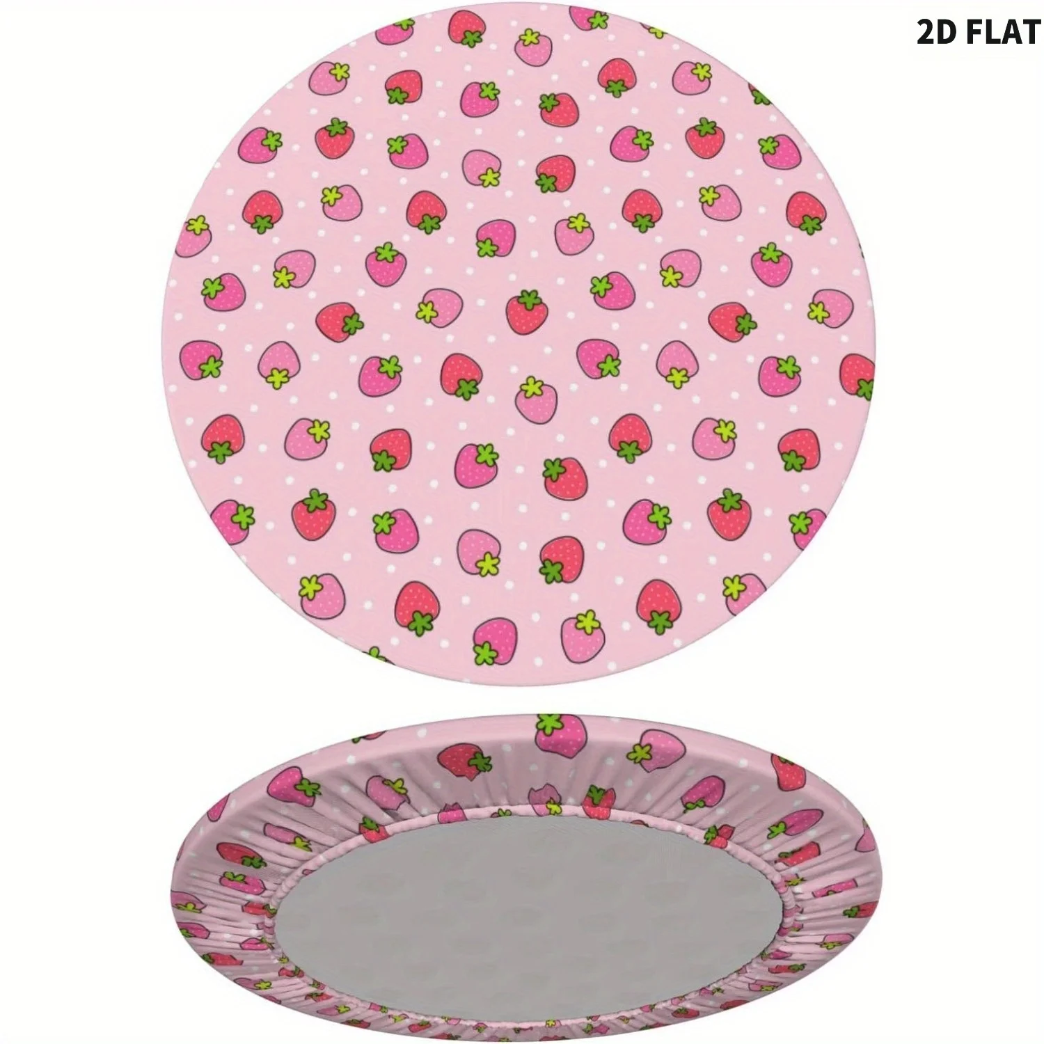 1 قطعة مفرش المائدة المستديرة من البوليستر الوردي والفراولة ، مفرش المائدة المستديرة المجهزة بحافة مرنة ، لديكور حفلات الطعام ذات الطابع الوردي