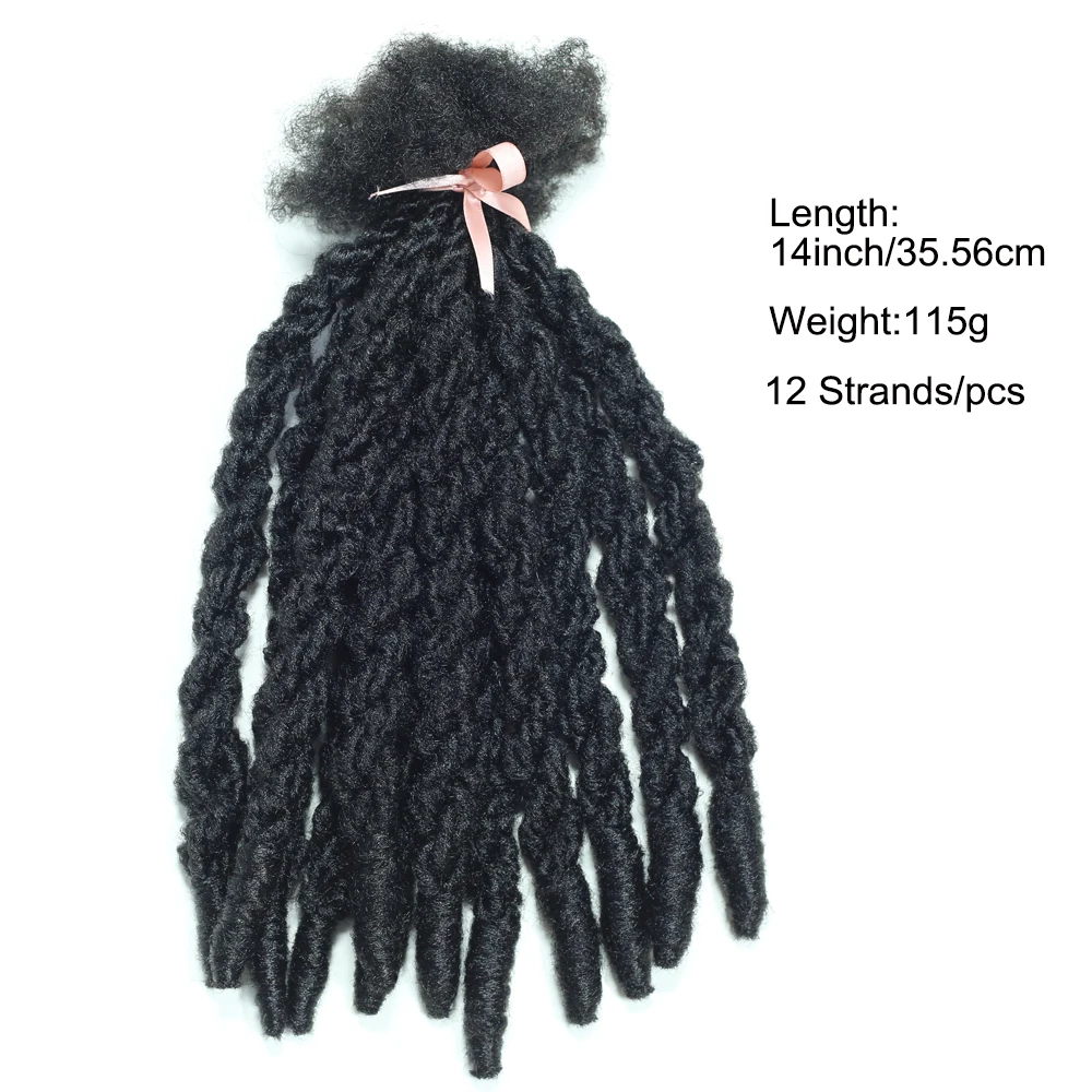 14 Inch Natural Black Double Twist Synthetic Curly Hair Extension Braiding Durable Hairpiece for Women And Men Easy Braiding