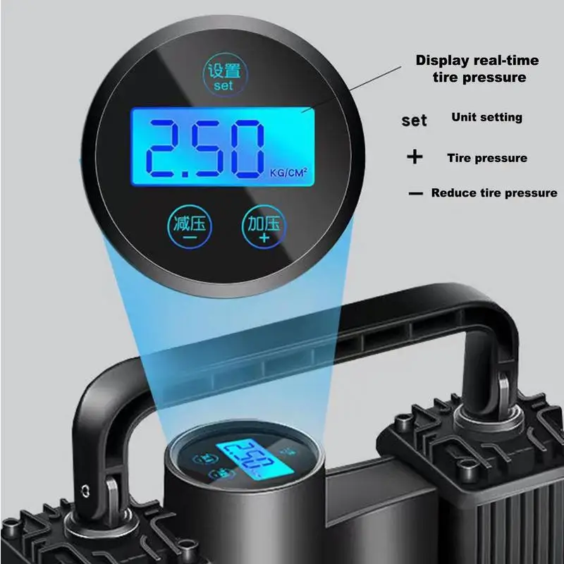 Car Tire Inflator Auto Air Pump for Car Tires Truck Tire Inflator with Digital Pressure Gauge and Led Light Auto Motocycle tools