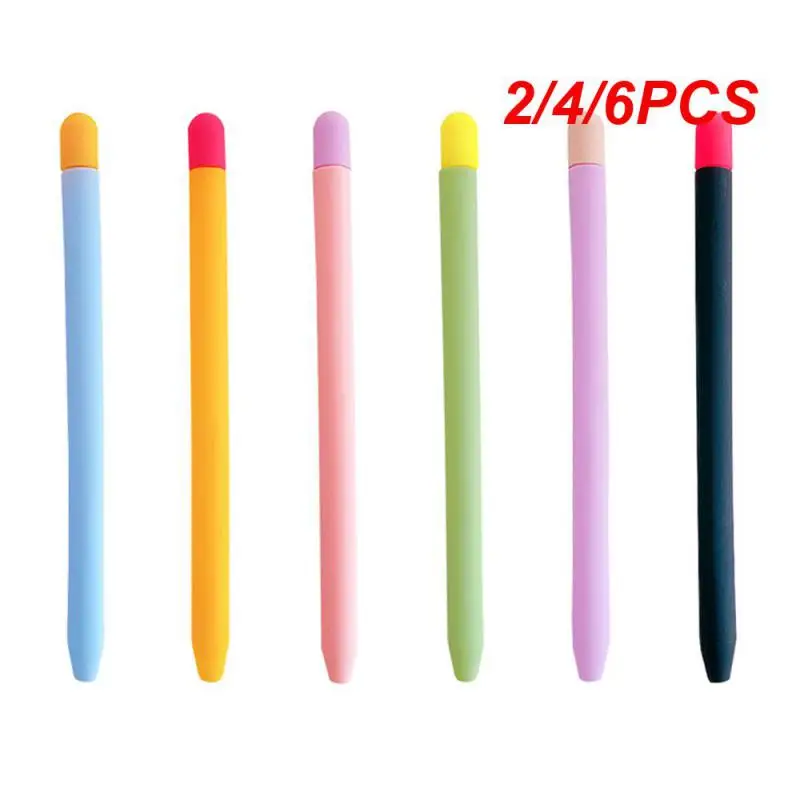 2/4/6PCS Pen Case Skin-friendly Feel All-inclusive Protection Light Matcha Green Color Contrast