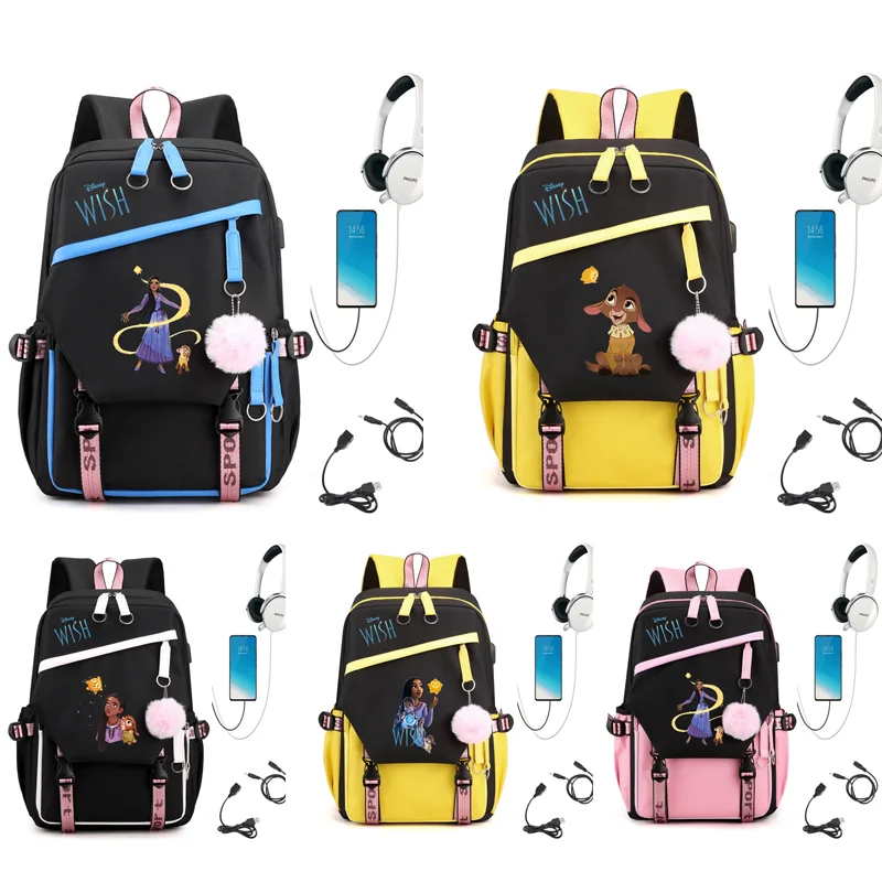 Movie Wish Compartment USB Charging Schoolbag Male and Female Student Laptop Backpack Large Capacity School Bag Mochila