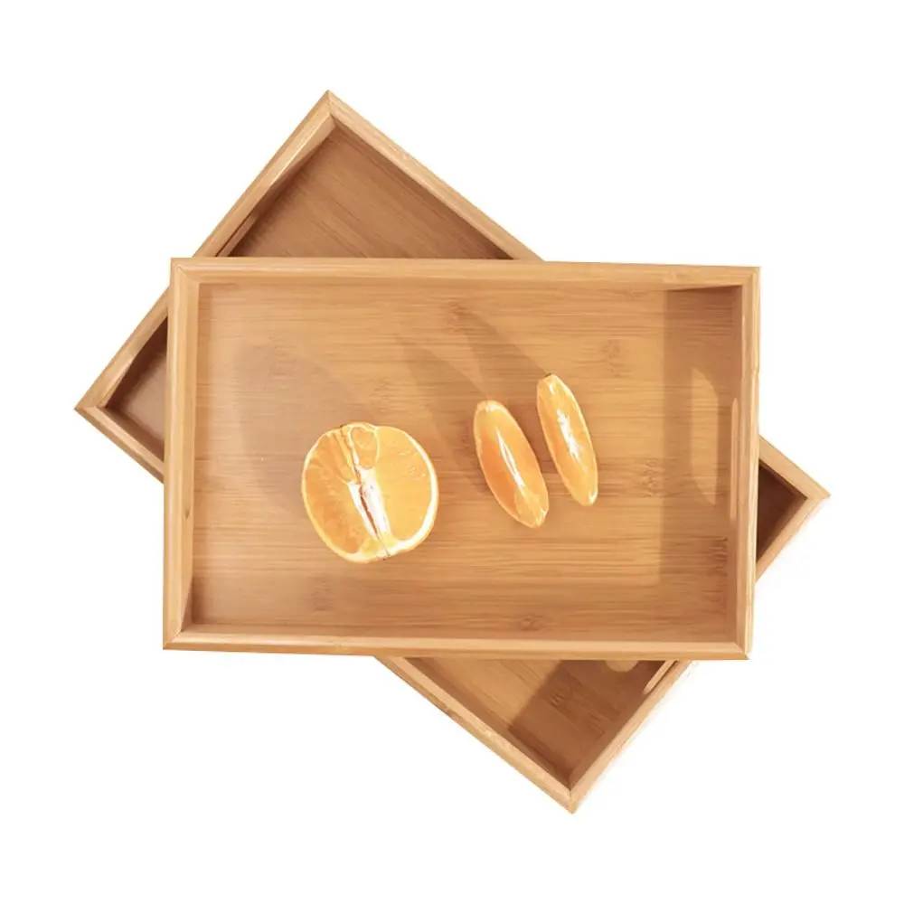 New Rectangular Storage Tray Bamboo Solid Wood Storage Plate household Water Cup Plate Home Living Room Tea Tray