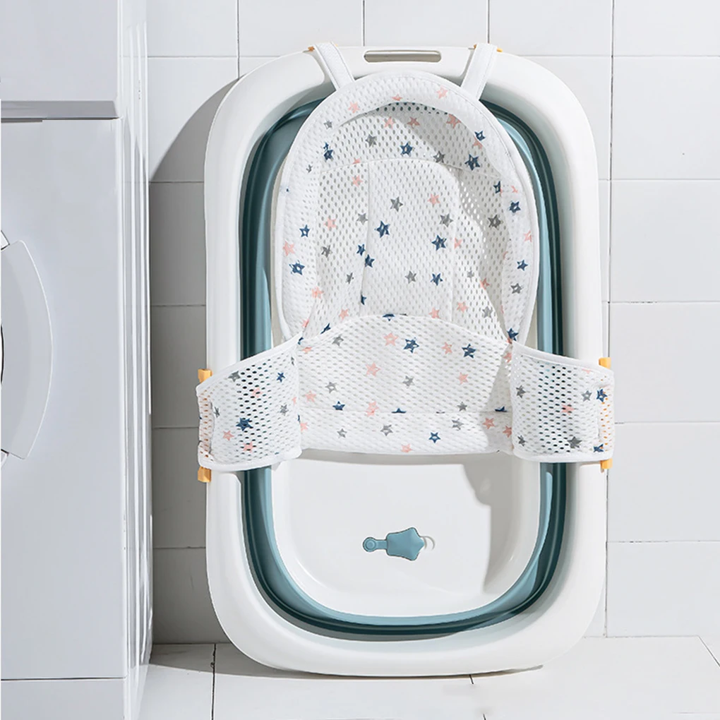 Newborn Bathtub Seat Cushion Pillow Adjustable T-shaped Anti-slip Baby Bath Net Mat Children Bathtub Shower Cradle Bed Seat