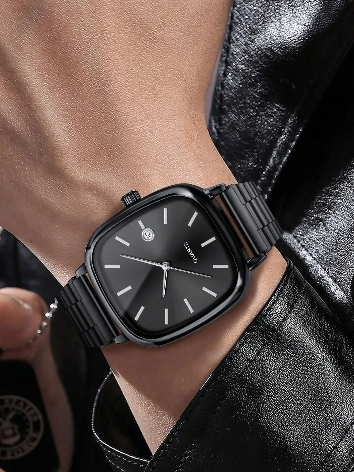 Modern minimalist square watch Business mens metal watch stainless steel chain multi-scene commuter watch