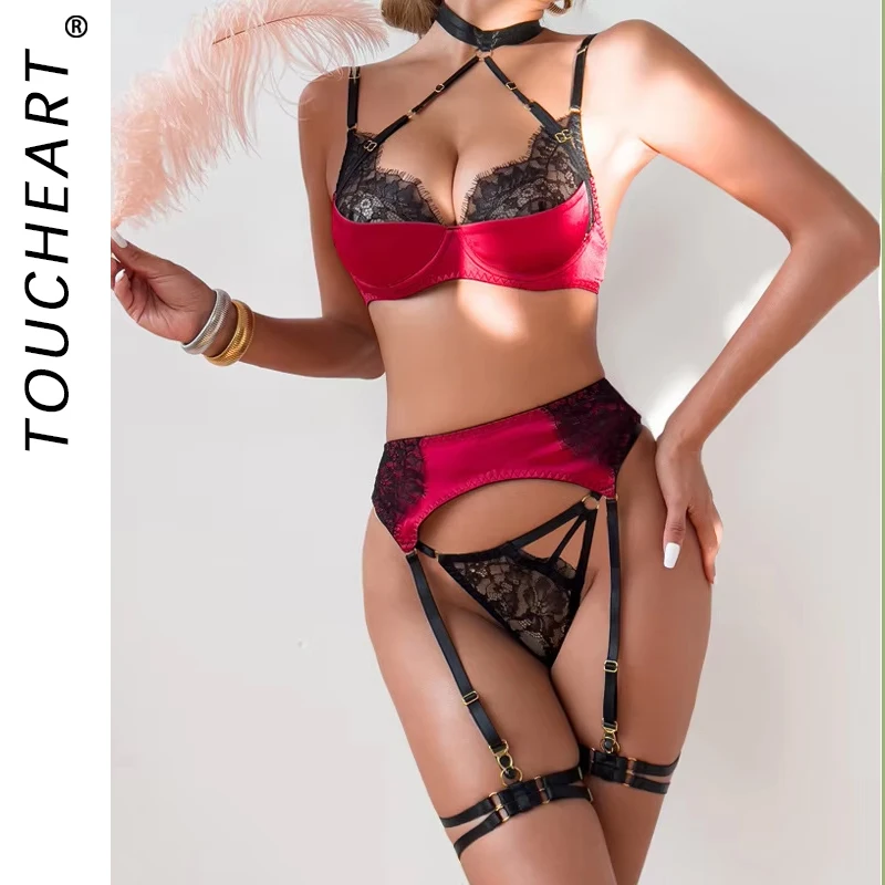 

Toucheart Sexy Lingerie Sets Woman Lingeries Elegant Women's Sets Lace Bra Set See-through Fancy Clothes Sexy Sex Underwear New