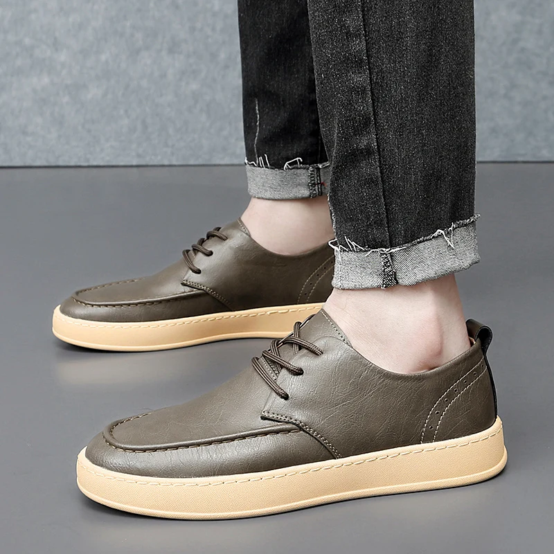Italian Mens Shoes Outoor Casual Luxury Brand Summer Men Lace Up Leather Moccasins Comfy Dress Oxford Shoes Man Sneakers