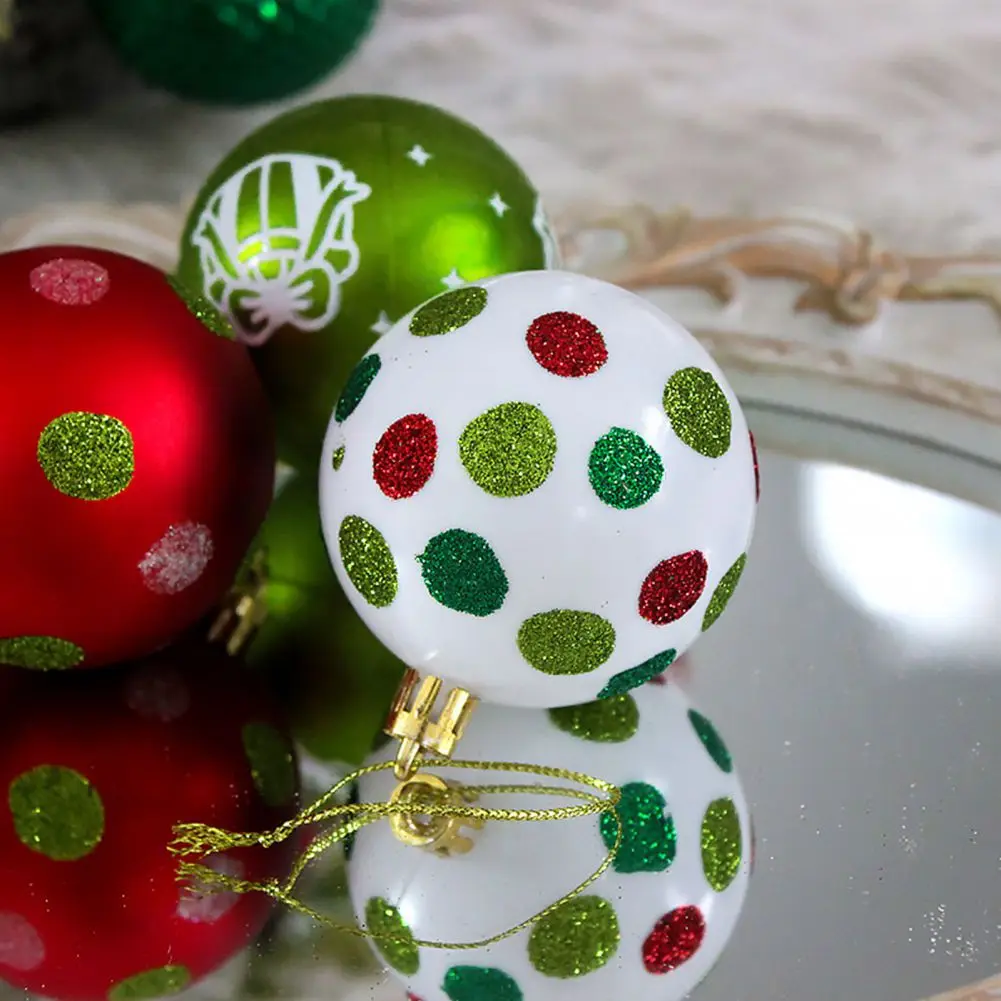 

40PCS 6cm Plastic Christmas Ball Set Multicolor Dot Printed Xmas Ornament Ball 6cm Xmas Baubles Scene Supplies