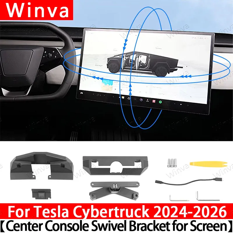 Screen Swivel Mount For Tesla Cybertruck Screen Rotating Bracket 4 Way Adjustment Center Console Display Monitor Rotate Holder