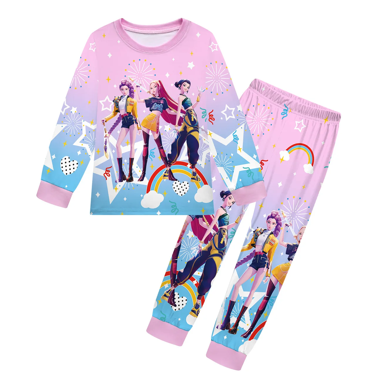 Pyjama 2 Pièces Kpop D-Demon Pour Enfants – T-shirt Manches Longues Et Pantalon, Taille 3-10 Ans, Pour Halloween Et Fêtes