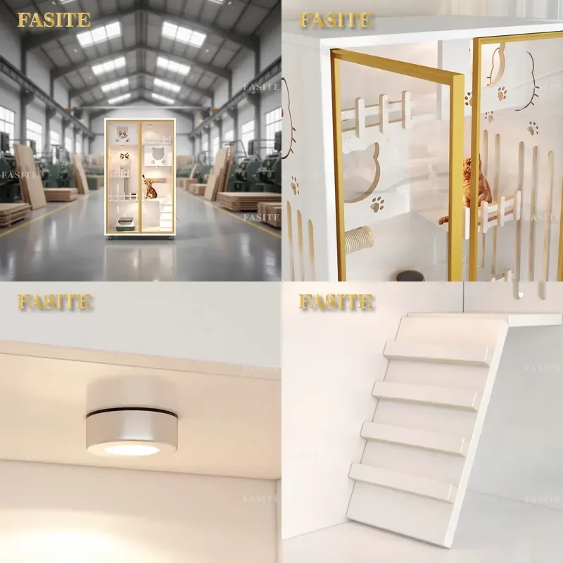 For Custom Design Luxury Cat Villa Breathable Wooden Pet Cage with Wheels Durable Indoor Household Furniture 2026 New