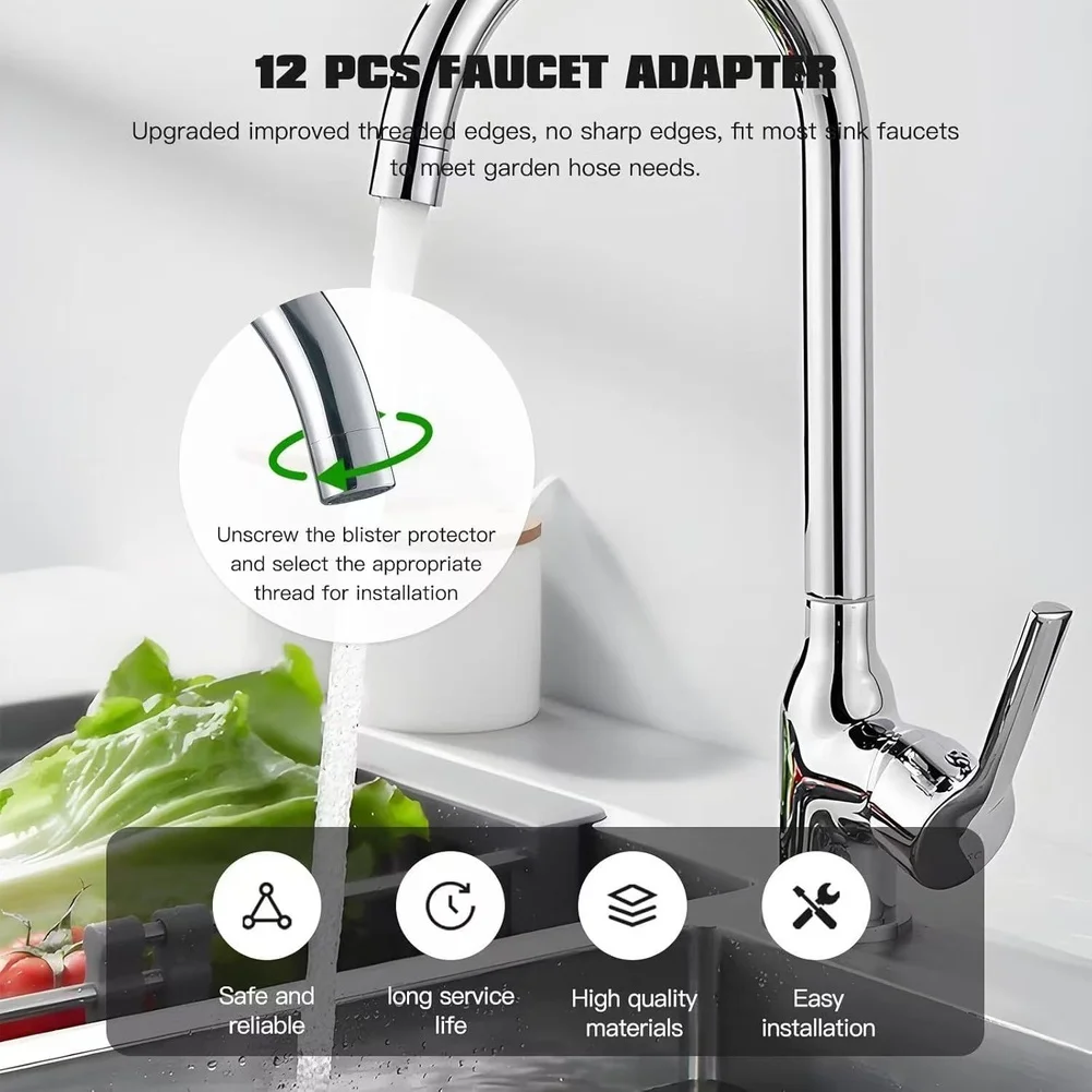 1pcs Copper Faucet Spout Adapter 22mm To 22mm Thread Converter Kit For Secure Leak-Proof Hose Connection For Garden Hose