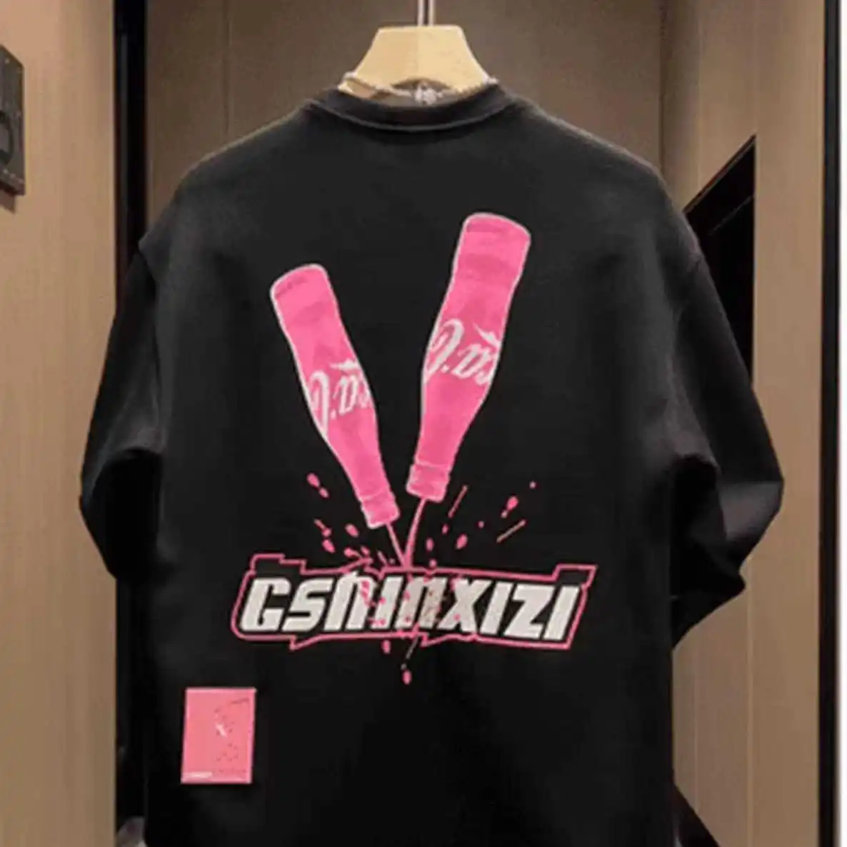 

Модная повседневная хлопковая футболка с длинным рукавом и круглым вырезом, плотная, в американском стиле, для весны и осени, из чистого хлопка, уличная одежда