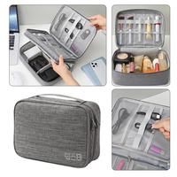 Three-layers Large Capacity Cosmetic Bag Oxford Cloth Storage Bag Portable Data Cable Headphone Electronic Accessories Handbag
