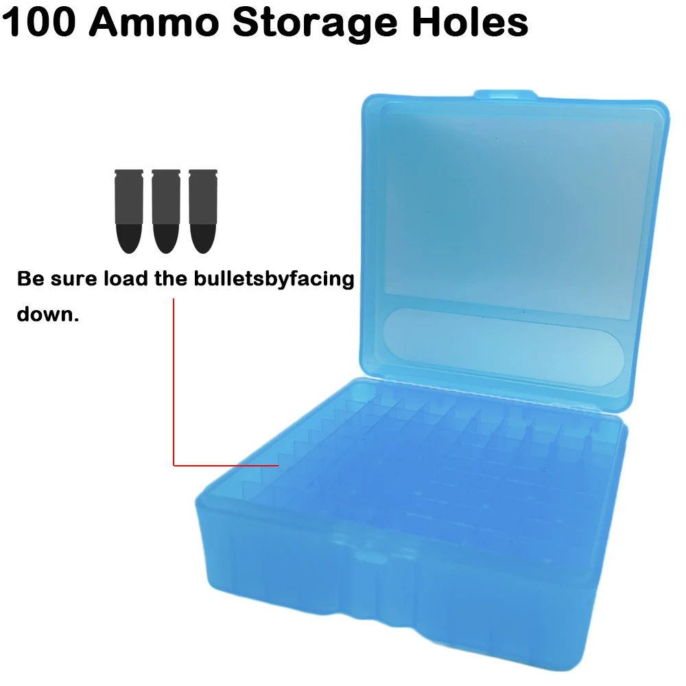 100 Rounds Tactical Bullet Box Pistol Ammo Case for .38 Spec/.38 Super/.38 SW/.32 HR/.357 Caliber Ammo Hunting Gun Accessories