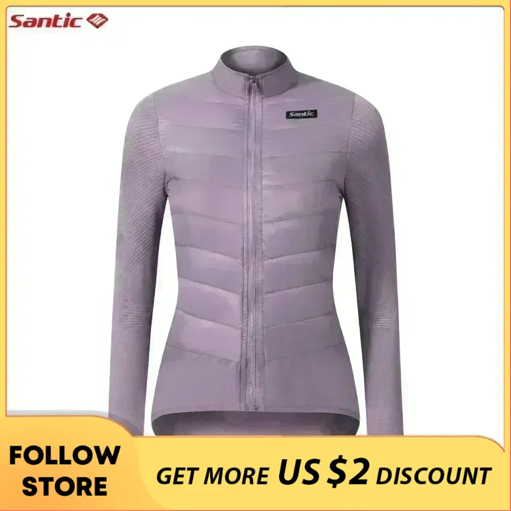 Santic Women Cycling Down Long Sleeve Jersey Bicycle Keep Warm MTB Road Lightweight Windproof Long Sleeve Jackets Asian Size