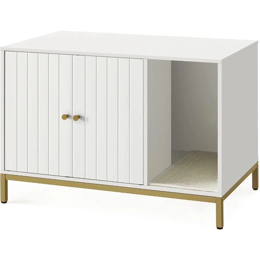 

Feandrea Litter Box Enclosure, Modern Cat Litter Box Furniture Hidden, with Scratching Mat, Tall Legs, Cat House, Side End Table