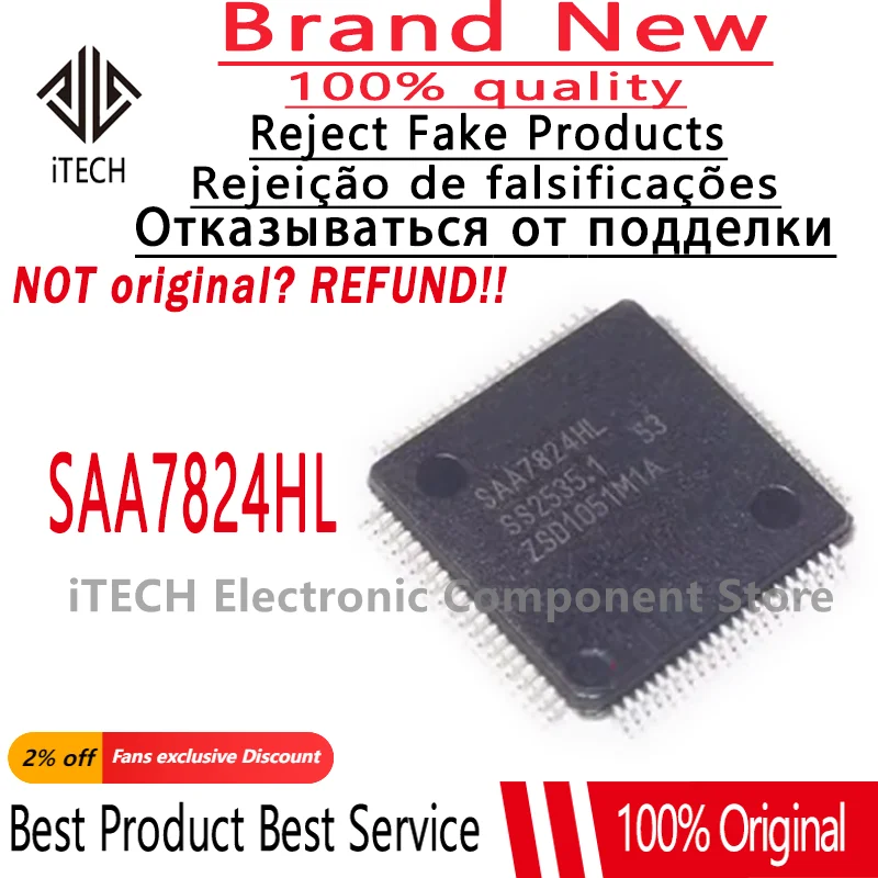 5pcs New and Original SAA7824HL QFP80 Chipset