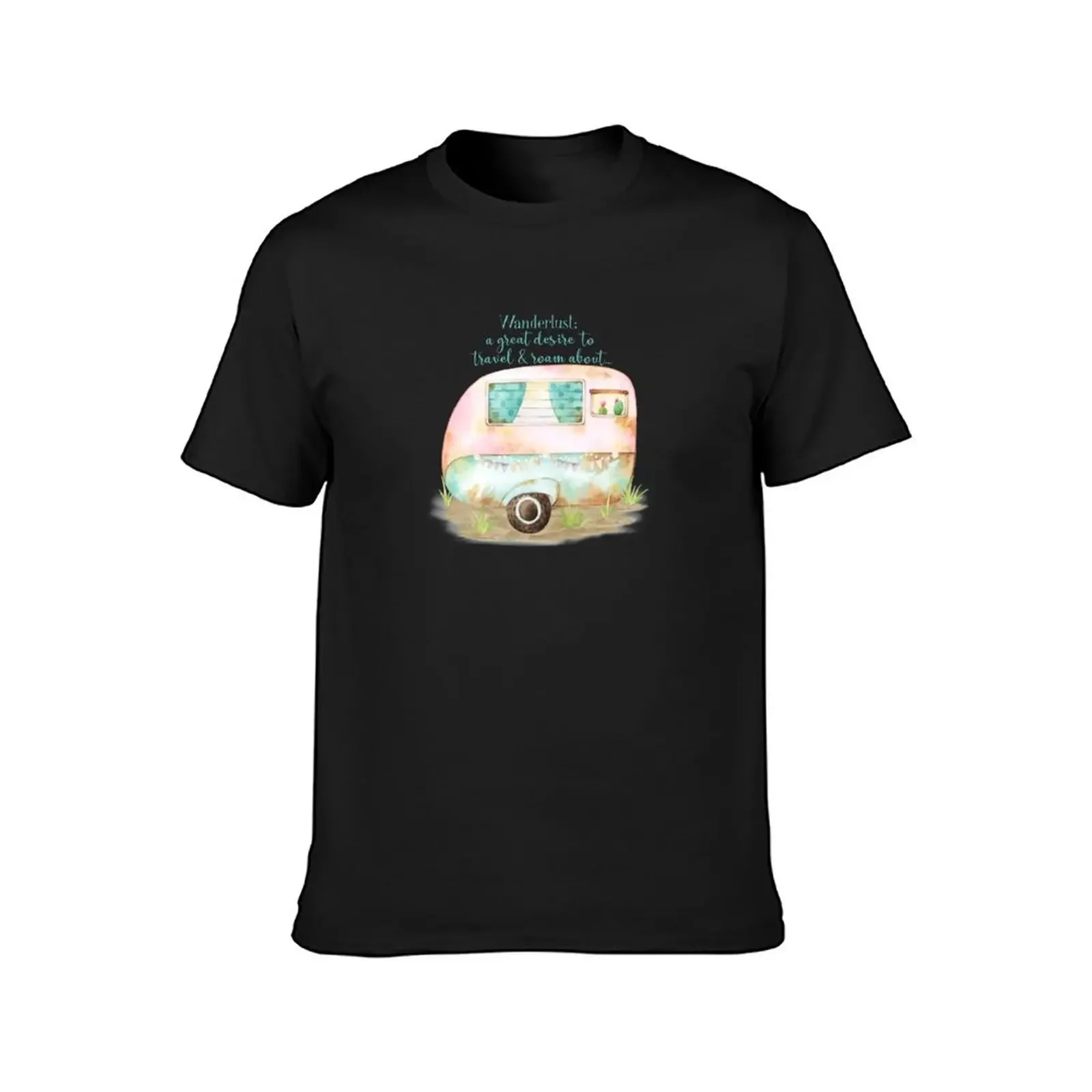 Watercolor Retro Vintage Caravan Scene - for the wanderlust road trip enthusiast who loves to glamp. T-Shirt